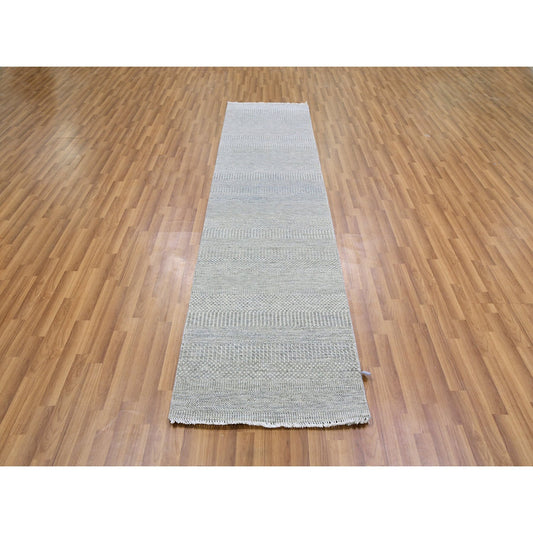 Modern and Contemporary Wool Hand Knotted Rug Grey No Border 2.6X10.2 -O079546