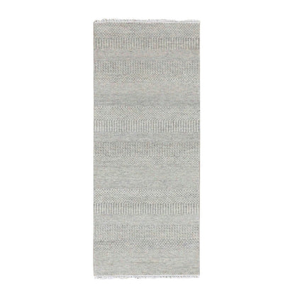 Modern and Contemporary Wool Hand Knotted Rug Grey No Border 2.7X6.3 -O079548