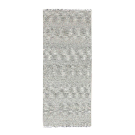 Modern and Contemporary Wool Hand Knotted Rug Grey No Border 2.7X6.3 -O079548