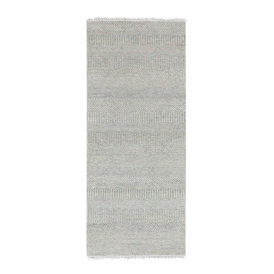 Modern and Contemporary Wool Hand Knotted Rug Grey No Border 2.7X6.3 -O079548