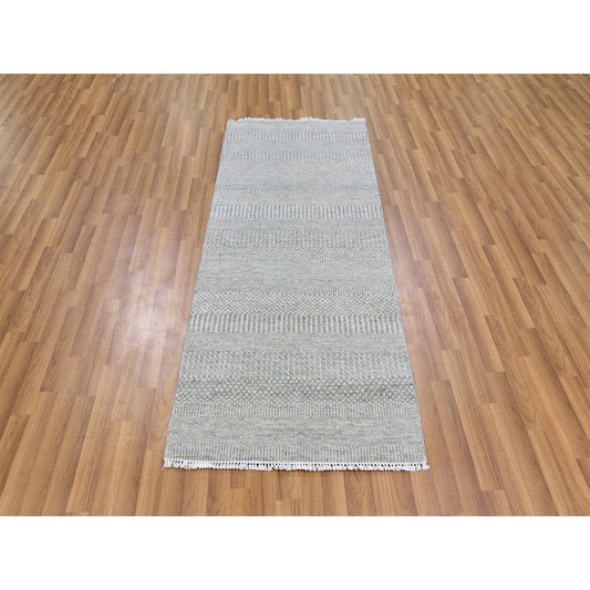 Modern and Contemporary Wool Hand Knotted Rug Grey No Border 2.7X6.3 -O079548