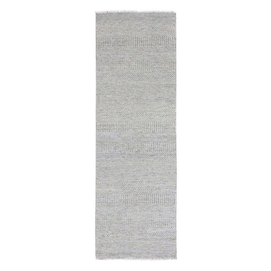 Modern and Contemporary Wool Hand Knotted Rug Grey No Border 2.7X8.2 -O079549