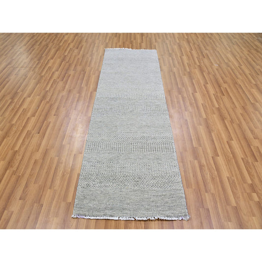 Modern and Contemporary Wool Hand Knotted Rug Grey No Border 2.7X8.2 -O079549