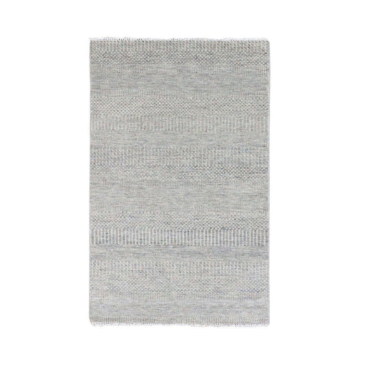 Modern and Contemporary Wool Hand Knotted Rug Grey No Border 3.0X5.3 -O079552