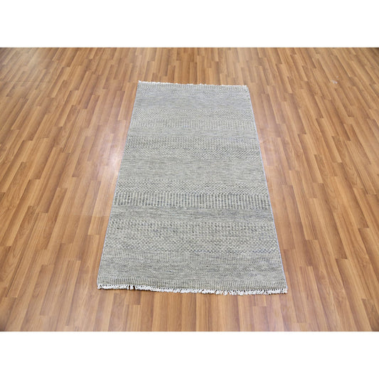 Modern and Contemporary Wool Hand Knotted Rug Grey No Border 3.0X5.3 -O079552