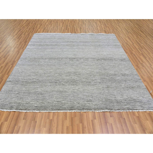 Modern and Contemporary Wool Hand Knotted Rug Grey No Border 7.11X8.1 -O079559