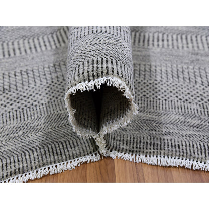 Modern and Contemporary Wool Hand Knotted Rug Grey No Border 7.11X8.1 -O079559