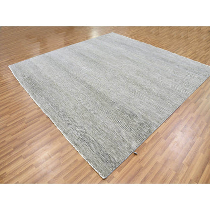 Modern and Contemporary Wool Hand Knotted Rug Grey No Border 9.11X10.3 -O079561