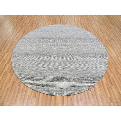 Modern and Contemporary Wool Hand Knotted Rug Grey No Border 7.9X7.9 -O079564