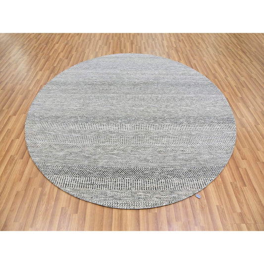 Modern and Contemporary Wool Hand Knotted Rug Grey No Border 7.9X7.9 -O079564