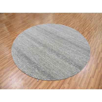 Modern and Contemporary Wool Hand Knotted Rug Grey No Border 7.9X7.9 -O079564