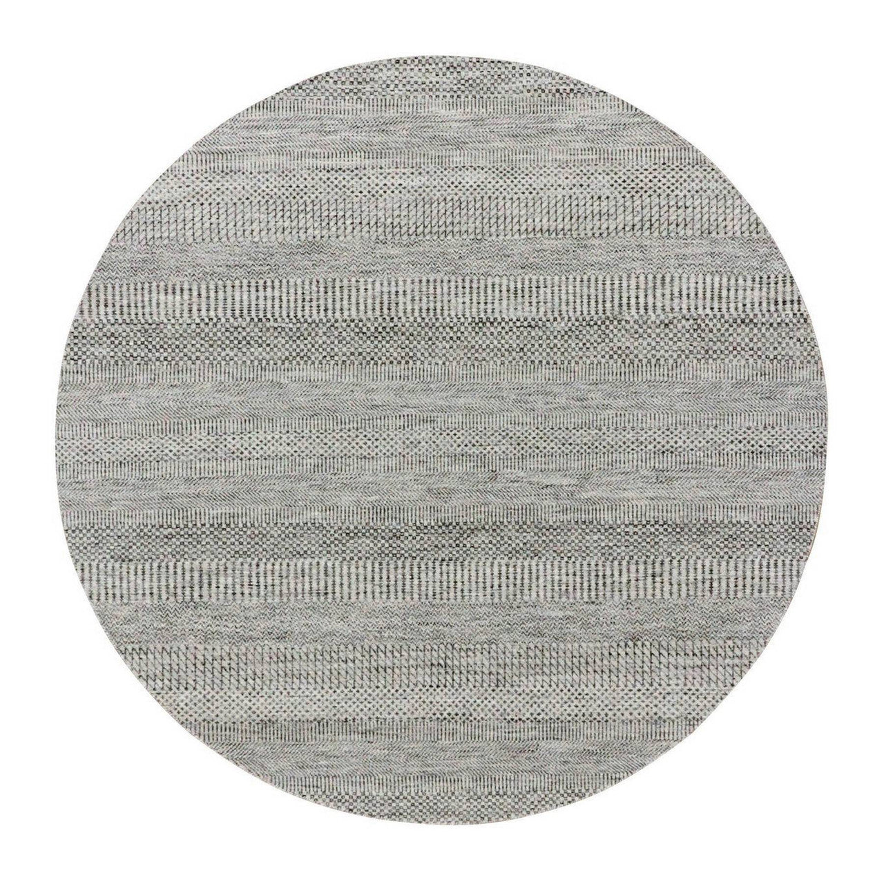 Gray 6'1" x 6'0" Modern and Contemporary Hand knotted Wool Rug - Sku: O079566