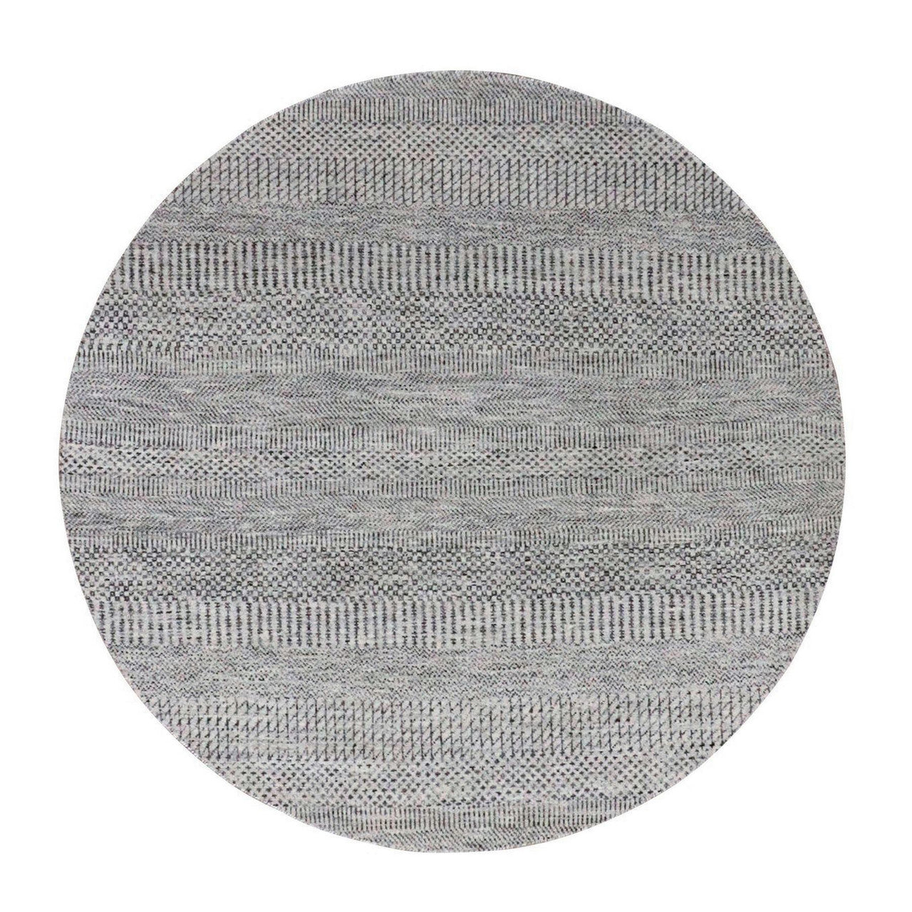 Gray 4'9" x 4'10" Modern and Contemporary Hand knotted Wool Rug - Sku: O079567