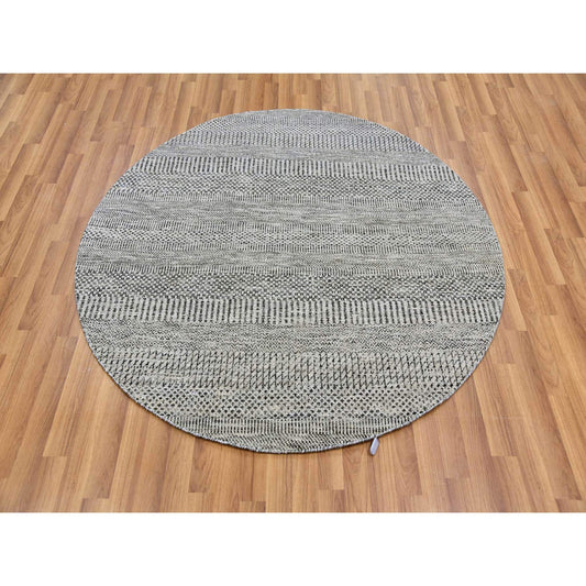 Modern and Contemporary Wool Hand Knotted Rug Grey No Border 4.9X4.10 -O079567