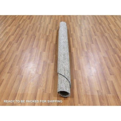 Modern and Contemporary Wool Hand Knotted Rug Grey No Border 4.9X4.10 -O079567