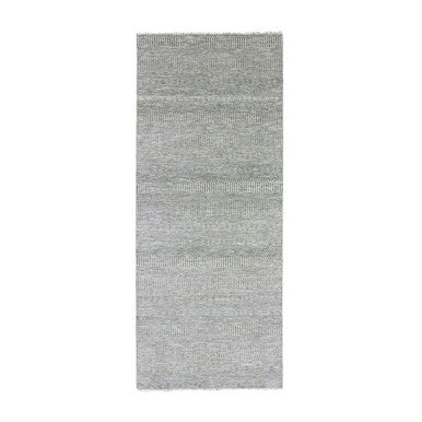 Modern and Contemporary Wool Hand Knotted Rug Grey No Border 4.1X12.1 -O079568