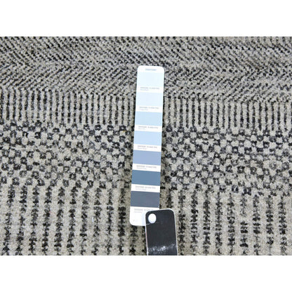 Modern and Contemporary Wool Hand Knotted Rug Grey No Border 4.1X12.1 -O079568