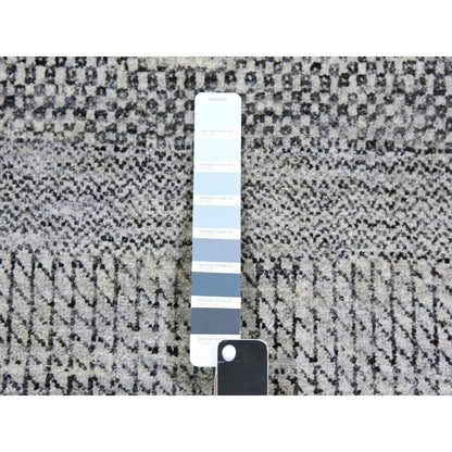 Modern and Contemporary Wool Hand Knotted Rug Grey No Border 4.1X12.1 -O079569