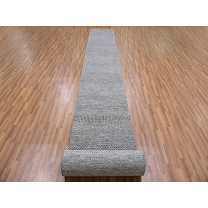 Modern and Contemporary Wool Hand Knotted Rug Grey No Border 2.5X24.3 -O079570