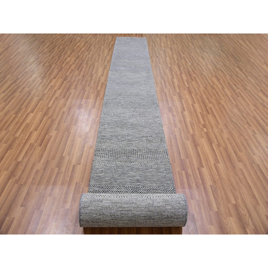 Modern and Contemporary Wool Hand Knotted Rug Grey No Border 2.5X24.3 -O079570