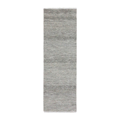 Modern and Contemporary Wool Hand Knotted Rug Grey No Border 2.7X8.0 -O079574