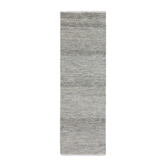 Modern and Contemporary Wool Hand Knotted Rug Grey No Border 2.7X8.0 -O079574