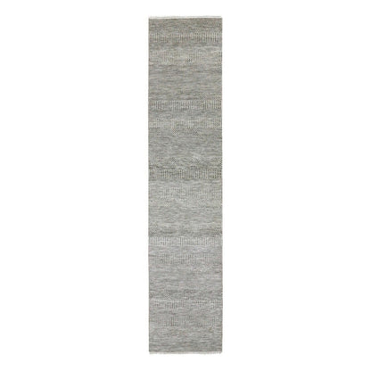 Modern and Contemporary Wool Hand Knotted Rug Grey No Border 2.6X11.10 -O079575