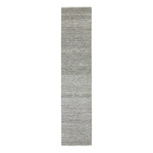 Modern and Contemporary Wool Hand Knotted Rug Grey No Border 2.6X11.10 -O079575