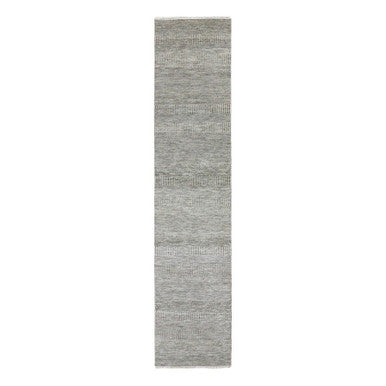 Modern and Contemporary Wool Hand Knotted Rug Grey No Border 2.6X11.10 -O079575