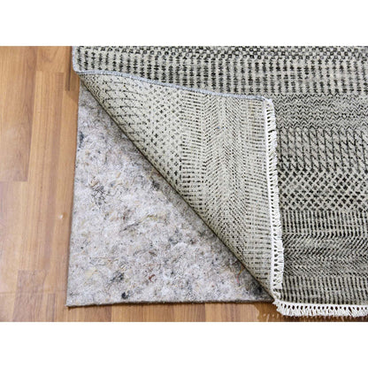 Modern and Contemporary Wool Hand Knotted Rug Grey No Border 2.6X11.10 -O079575