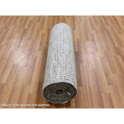 Modern and Contemporary Wool Hand Knotted Rug Grey No Border 2.6X11.10 -O079575