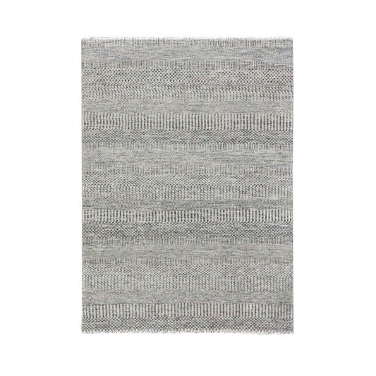 Modern and Contemporary Wool Hand Knotted Rug Grey No Border 4.2X6.1 -O079576