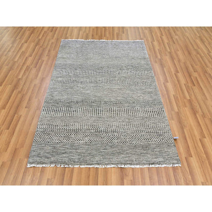 Modern and Contemporary Wool Hand Knotted Rug Grey No Border 4.2X6.1 -O079576