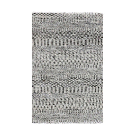 Modern and Contemporary Wool Hand Knotted Rug Grey No Border 3.0X4.9 -O079577