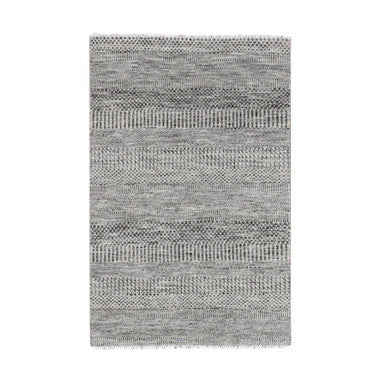 Modern and Contemporary Wool Hand Knotted Rug Grey No Border 3.0X4.9 -O079577