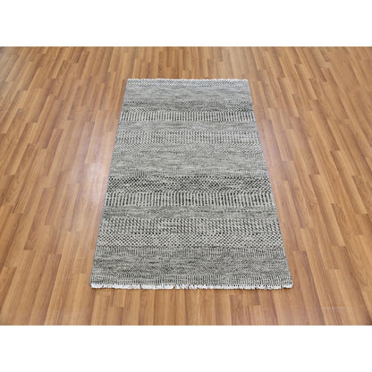 Modern and Contemporary Wool Hand Knotted Rug Grey No Border 3.0X4.9 -O079577