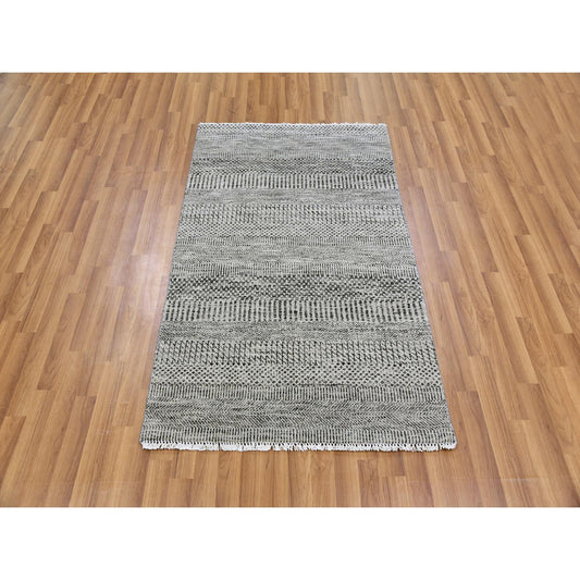 Modern and Contemporary Wool Hand Knotted Rug Grey No Border 3.0X4.9 -O079577