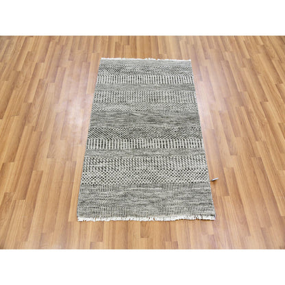 Modern and Contemporary Wool Hand Knotted Rug Grey No Border 2.7X4.1 -O079578
