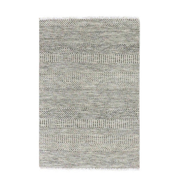 Modern and Contemporary Wool Hand Knotted Rug Grey No Border 3.0X4.10 -O079579