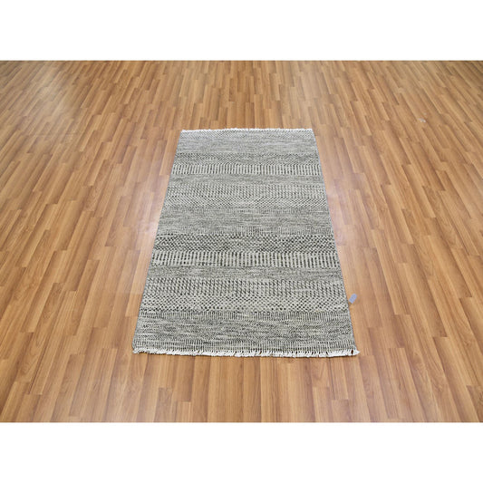 Modern and Contemporary Wool Hand Knotted Rug Grey No Border 3.0X4.10 -O079579
