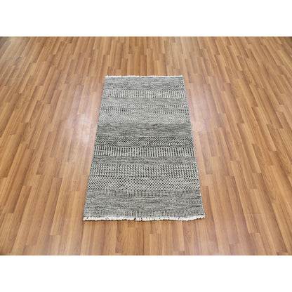 Modern and Contemporary Wool Hand Knotted Rug Grey No Border 2.5X4.1 -O079580