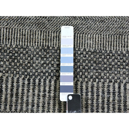 Modern and Contemporary Wool Hand Knotted Rug Grey No Border 2.5X15.10 -O079583
