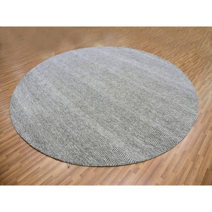 Modern and Contemporary Wool Hand Knotted Rug Grey No Border 11.2X11.2 -O079584