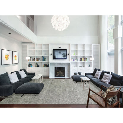 Modern and Contemporary Wool Hand Knotted Rug Grey No Border 12.2X15.2 -O079586