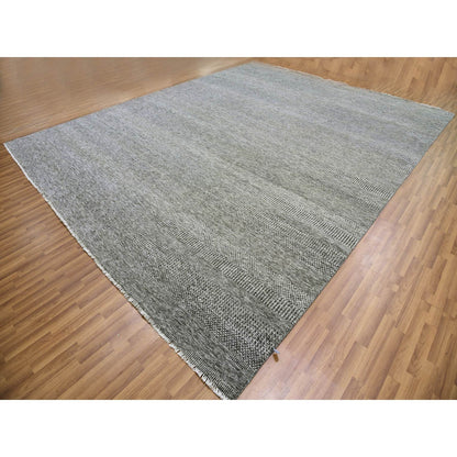 Modern and Contemporary Wool Hand Knotted Rug Grey No Border 12.2X15.2 -O079586