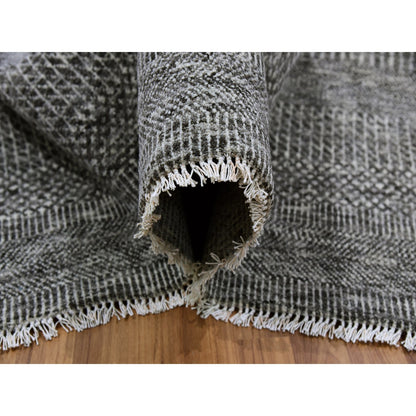 Modern and Contemporary Wool Hand Knotted Rug Grey No Border 12.2X15.2 -O079586