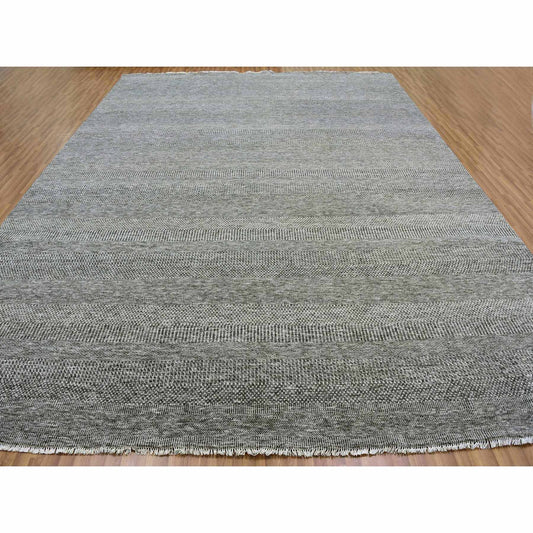 Modern and Contemporary Wool Hand Knotted Rug Grey No Border 14.1X18.2 -O079588