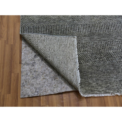 Modern and Contemporary Wool Hand Knotted Rug Grey No Border 14.1X18.2 -O079588