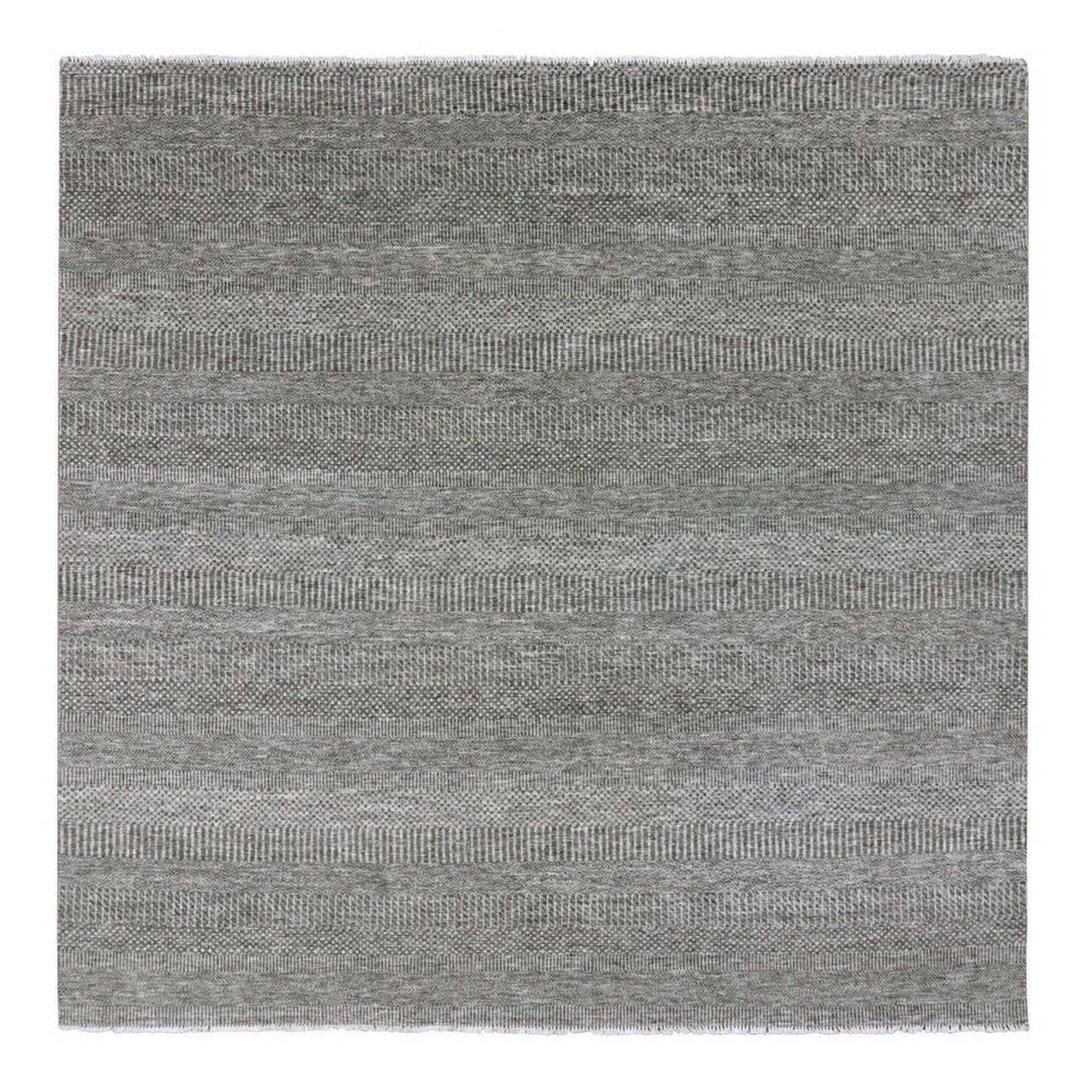 Gray 8'1" x 8'2" Modern and Contemporary Hand knotted Wool Rug - Sku: O079589