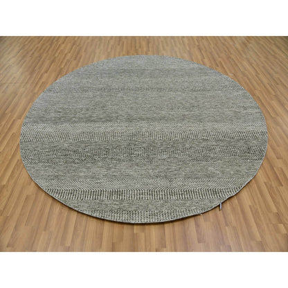 Modern and Contemporary Wool Hand Knotted Rug Grey No Border 7.10X7.10 -O079592